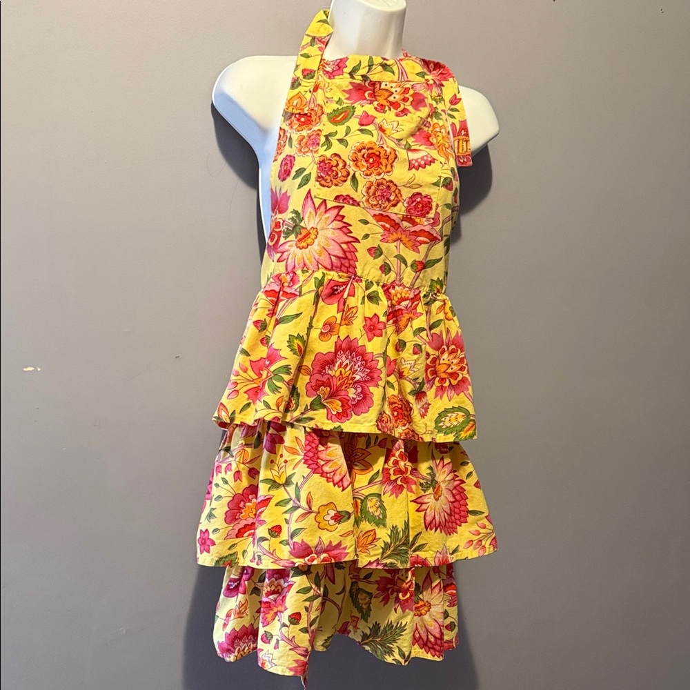 April Cornell Yellow Floral Tiered Apron